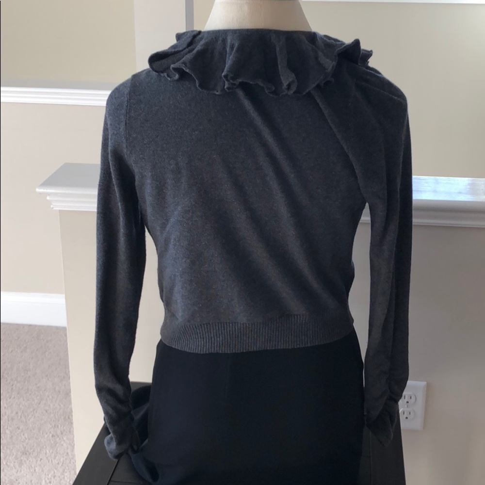inc grey ruffled cardigan - Picture 5 of 6